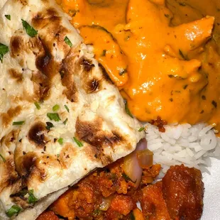 Chicken Combo: Butter Chicken, Chicken 65, Garlic Naan