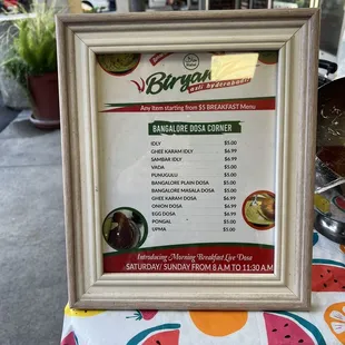 menu