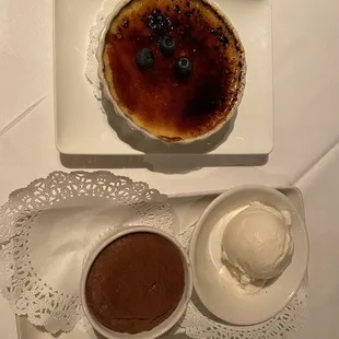 Molten Chocolate Souffle and Vanilla Bean Crème Brulee