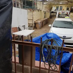 Construction items.  Super tight parking.