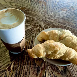 Latte and croissants
