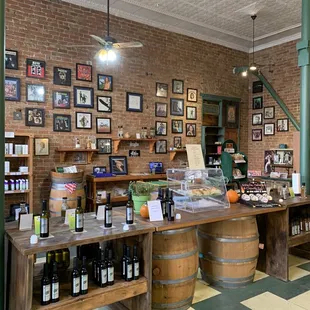 the interior of a wine shop
