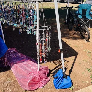 a variety of necklaces on display