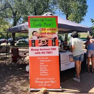 a woman selling cbd cream