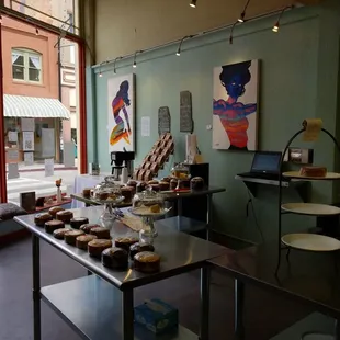 a view of a street through a window