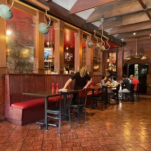 a woman sitting at a table