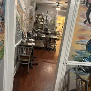 a view of a dining room