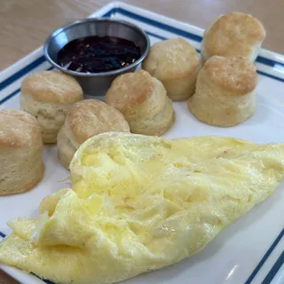 Mini Biscuits, Jam and Scrambled Egg