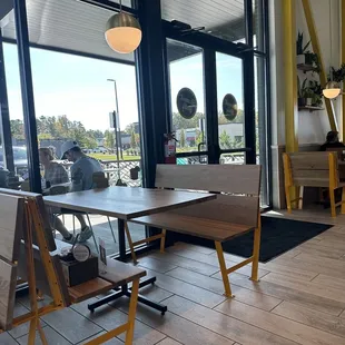 Inside with outdoor patio