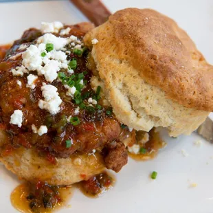 The Goat. Chicken  biscuit with goat cheese  and pepper jelly
