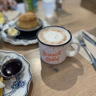 Hot Chai Tea Latte and a biscuit