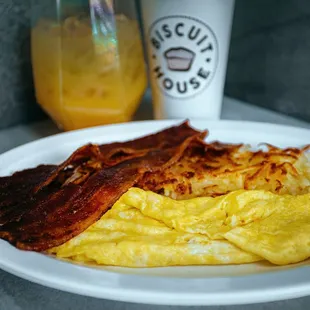 bacon and eggs on a plate