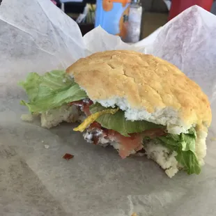 BLT + egg on HUGE biscuit