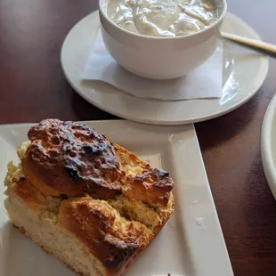 Generous portions of biscuit and gravy. Very good.