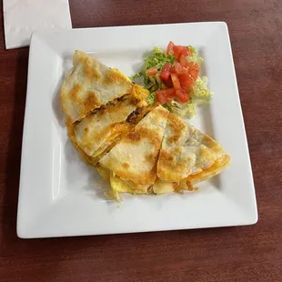 Egg and sausage quesadilla