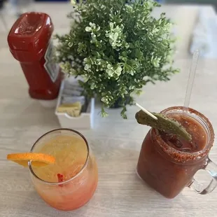 Tequila sunrise and a bloody Mary