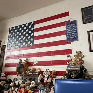 american flag and teddy bears
