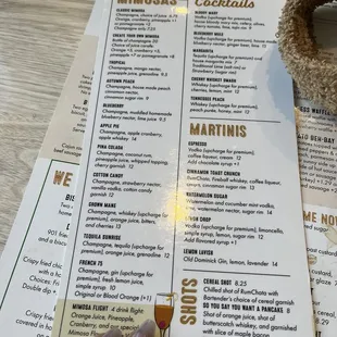 Cocktail menu