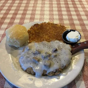 Chicken Fried Steak Breakfast, without the eggs