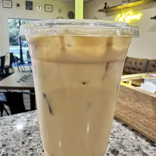 Ice coffee with owner's house syrup.