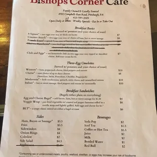 the menu