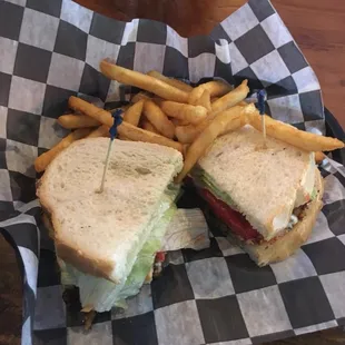 a sandwich and french fries