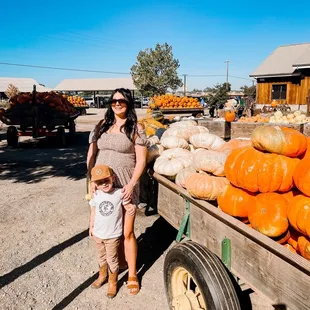 Posen by the cute pumpkin trailers