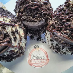 three cupcakes on a plate