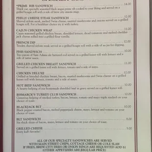 Specialty Sandwiches