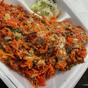 carrot salad in a styrofoam container