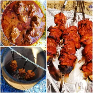 a collage of images of chicken