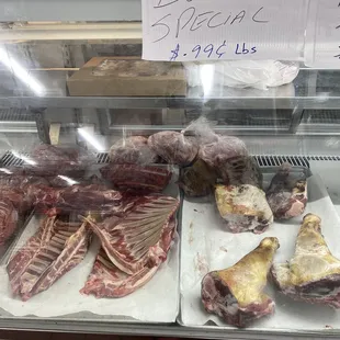 Goat leg with skin and beef