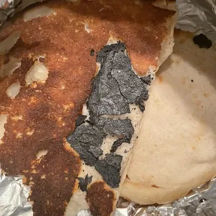 One naan was burnt