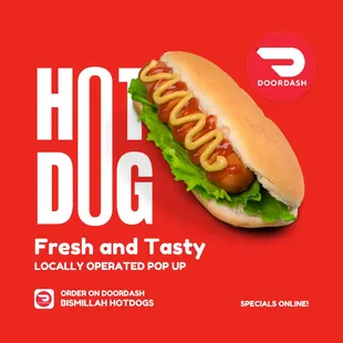 JUMBO HOT DOG SPECIALS! FIND US ON DOORDASH!