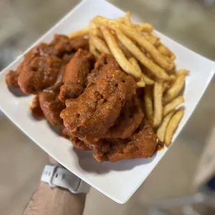 Ten Spicy Strips with fries