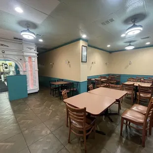 empty tables and chairs