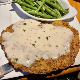 Chicken Fried Steak and green beans