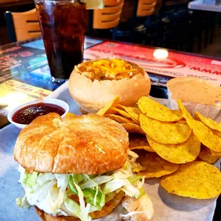 Sandwich and bread bowl soup combo! So much food for under $10!