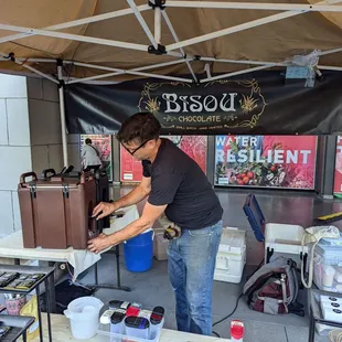 Making my iced hot drinking chocolate.