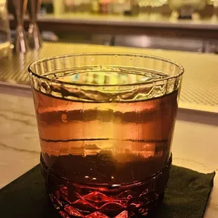 A delicious AF Vieux Carre using Armagnac and Rhum Agricole. All of my loves of cocktails expressed in a single drink.