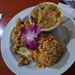 Chicken Mafe with Jollof rice.