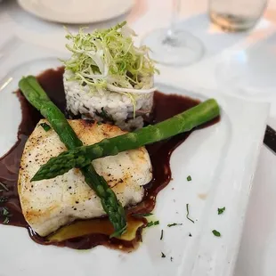 Seabass and mushroom risotto. Melt in your mouth