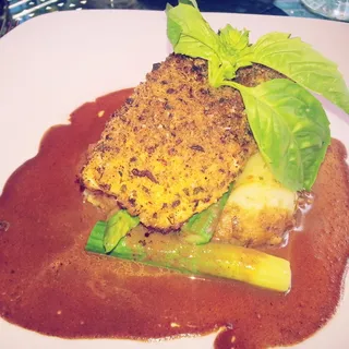 Mushroom-Crusted Alaskan Halibut