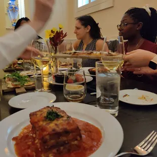 Eggplant parm and a bunch of flat breads