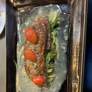 Blak Sea Bass with zucchini