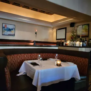 a table set for two at a restaurant