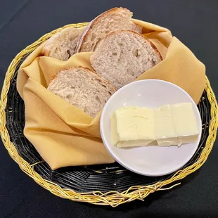 Excellent freshly baked French bread and butter