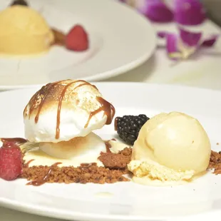 Ice Cream with fruit and berries