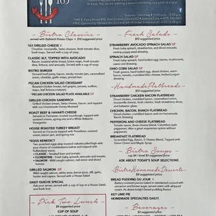 Spring Menu 2022
