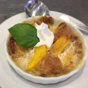 Bistro bread pudding du jour, served warm.